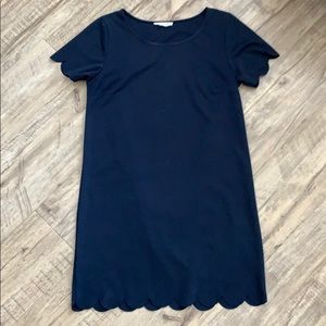 Scalloped Navy Swing Dress